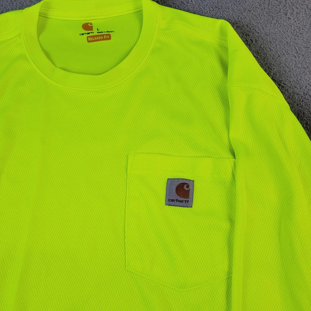 Carhartt Breathable T-Shirt Men's Size L Relaxed Fit Long Sleeve Bright Yellow - Picture 3 of 9